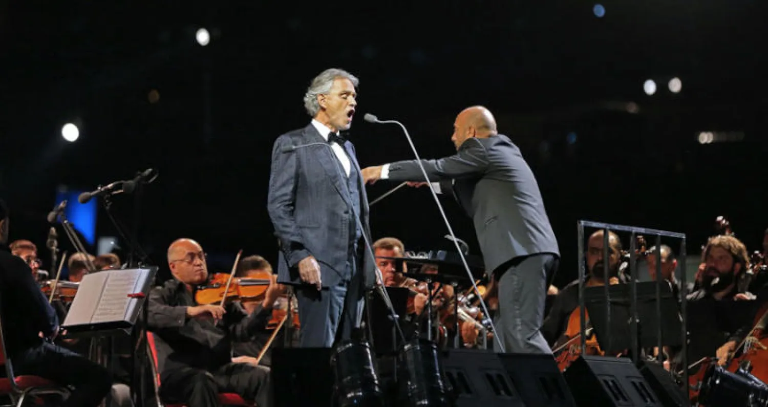 بوتشيلي على خشبة مسرح جرش (أ.ف.ب)