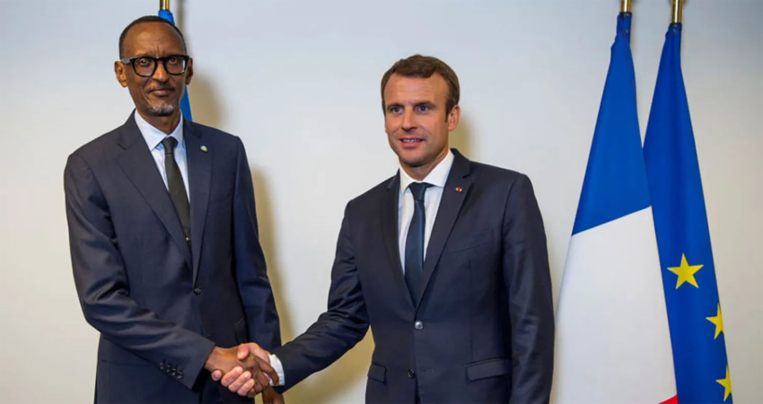  الرئيسان الفرنسي إيمانويل ماكرون والرواندي بول كاغامي.