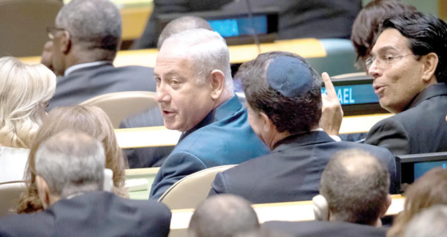 رئيس الحكومة الإسرائيلية بنيامين نتنياهو لدى حضوره اجتماعات الجمعية العامة في نيويورك مؤخراً ( أ.ف.ب)