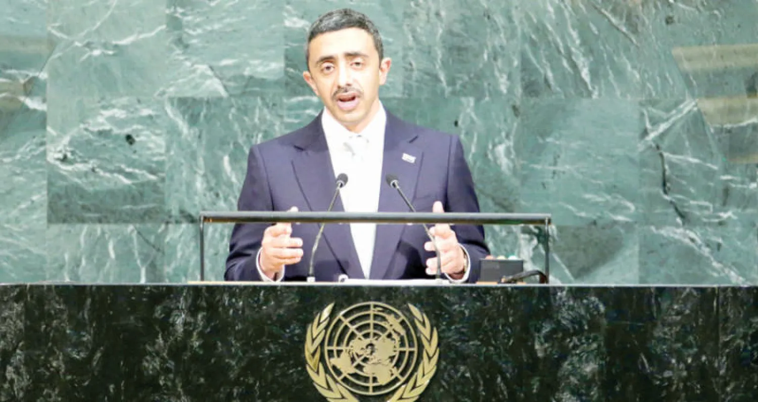 الشيخ عبدالله بن زايد في الأمم المتحدة أول من أمس (رويترز)