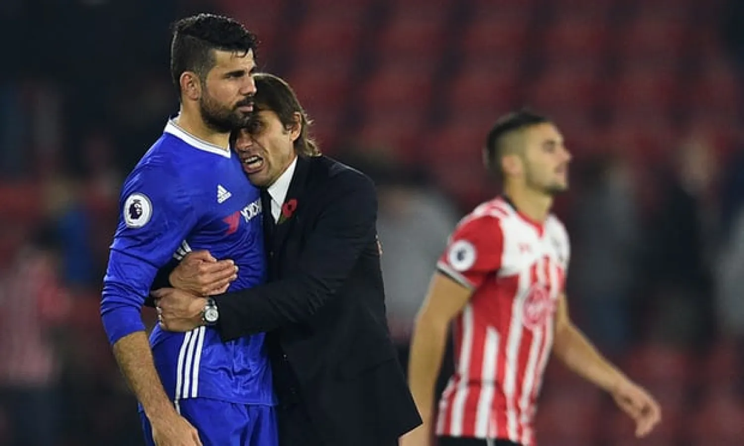  Despite the differences, Antonio Conte, right, had described Diego Costa as ‘fundamental’ to Chelsea’s all-action approach. Photograph: Glyn Kirk/AFP/Getty Images