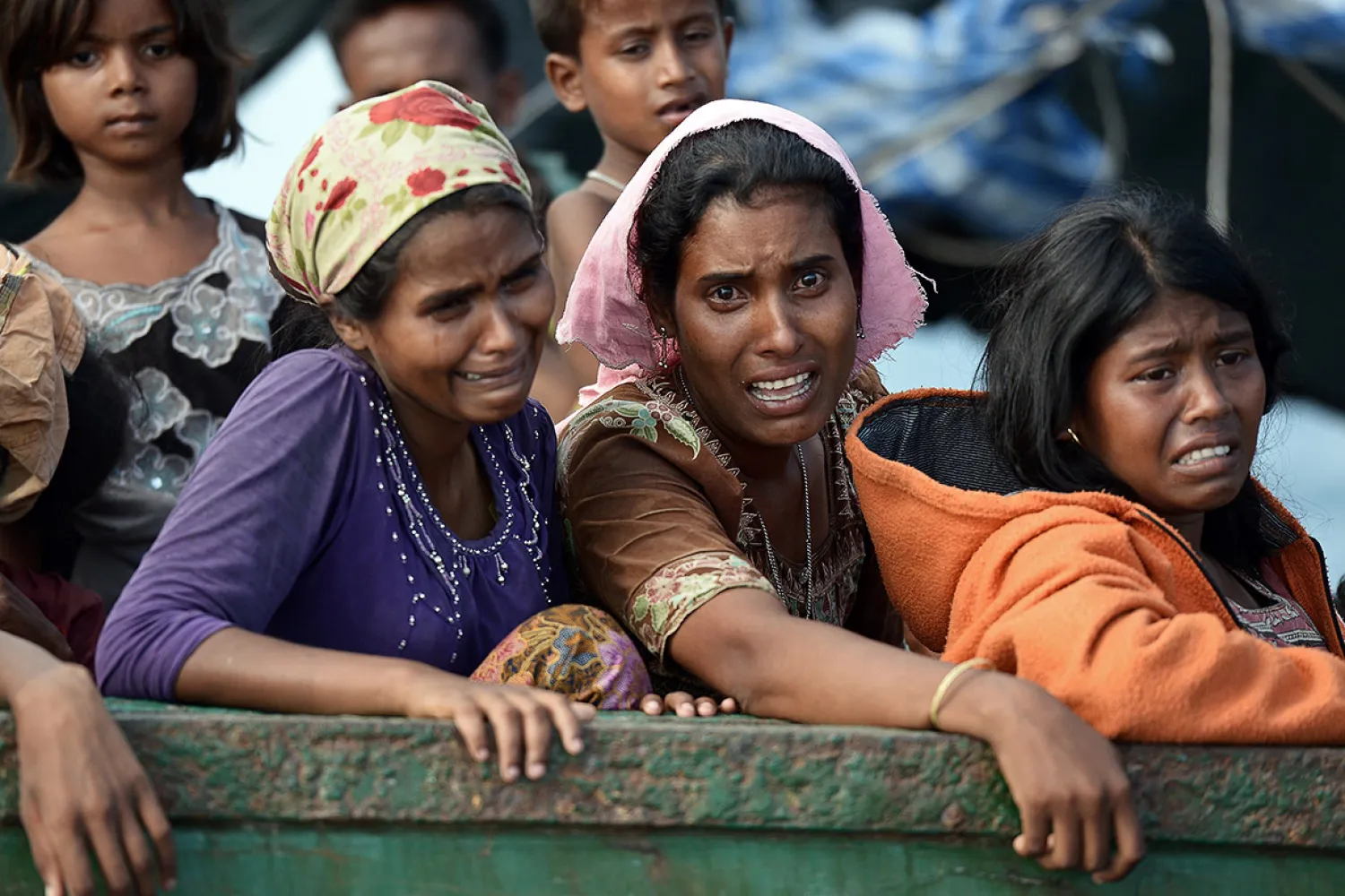 Rohingya Muslim refugees escape on a boat, Christophe Archambault/AFP