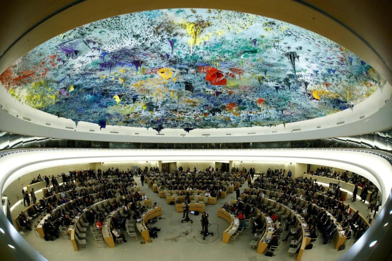 Overview of the United Nations Human Rights Council is seen in Geneva, Switzerland June 6, 2017. Picture taken with a fisheye lens. REUTERS/Denis Balibouse