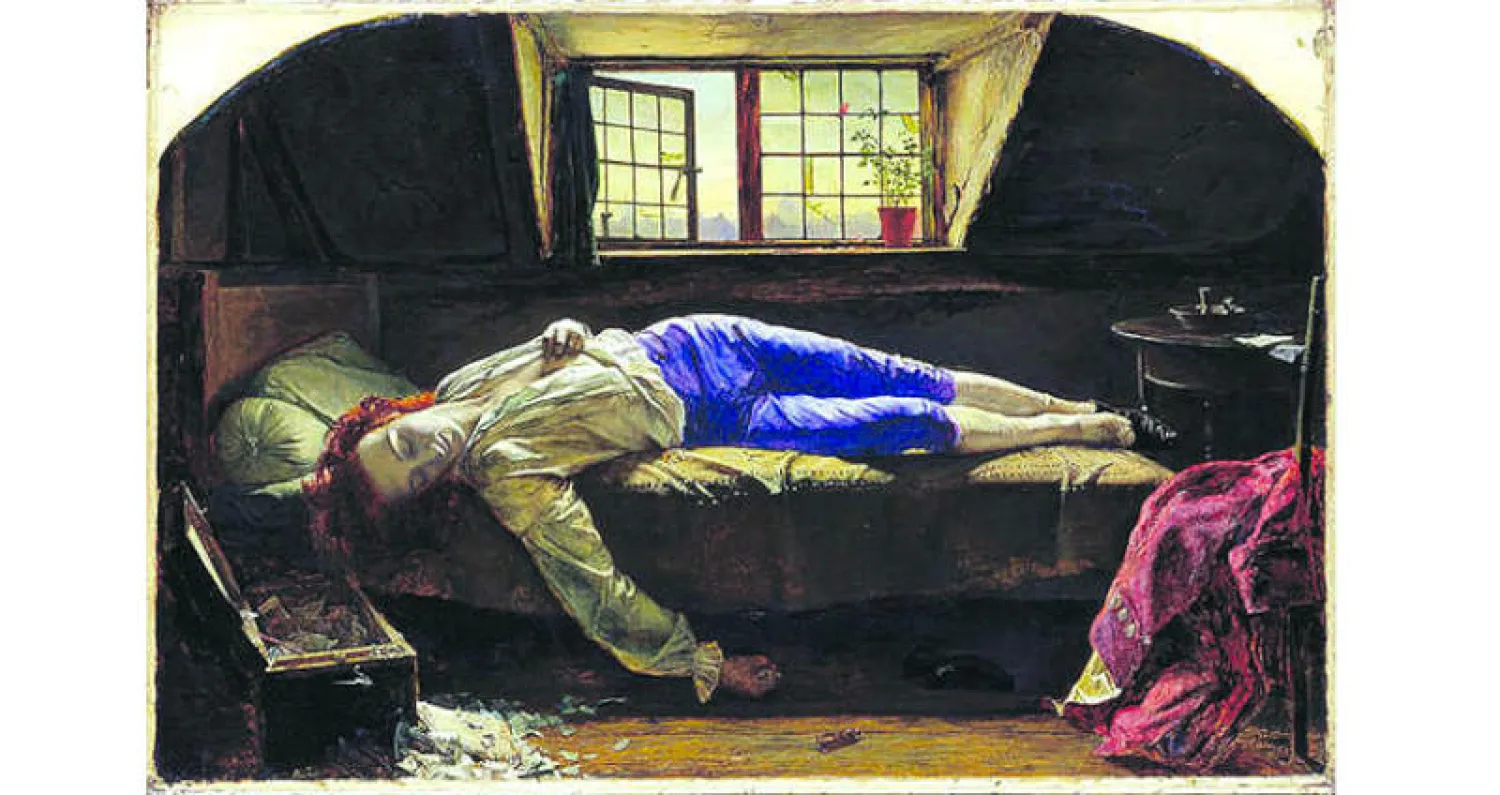 لوحة «موت تشاترتون» 1856  للرسام هنري واليس