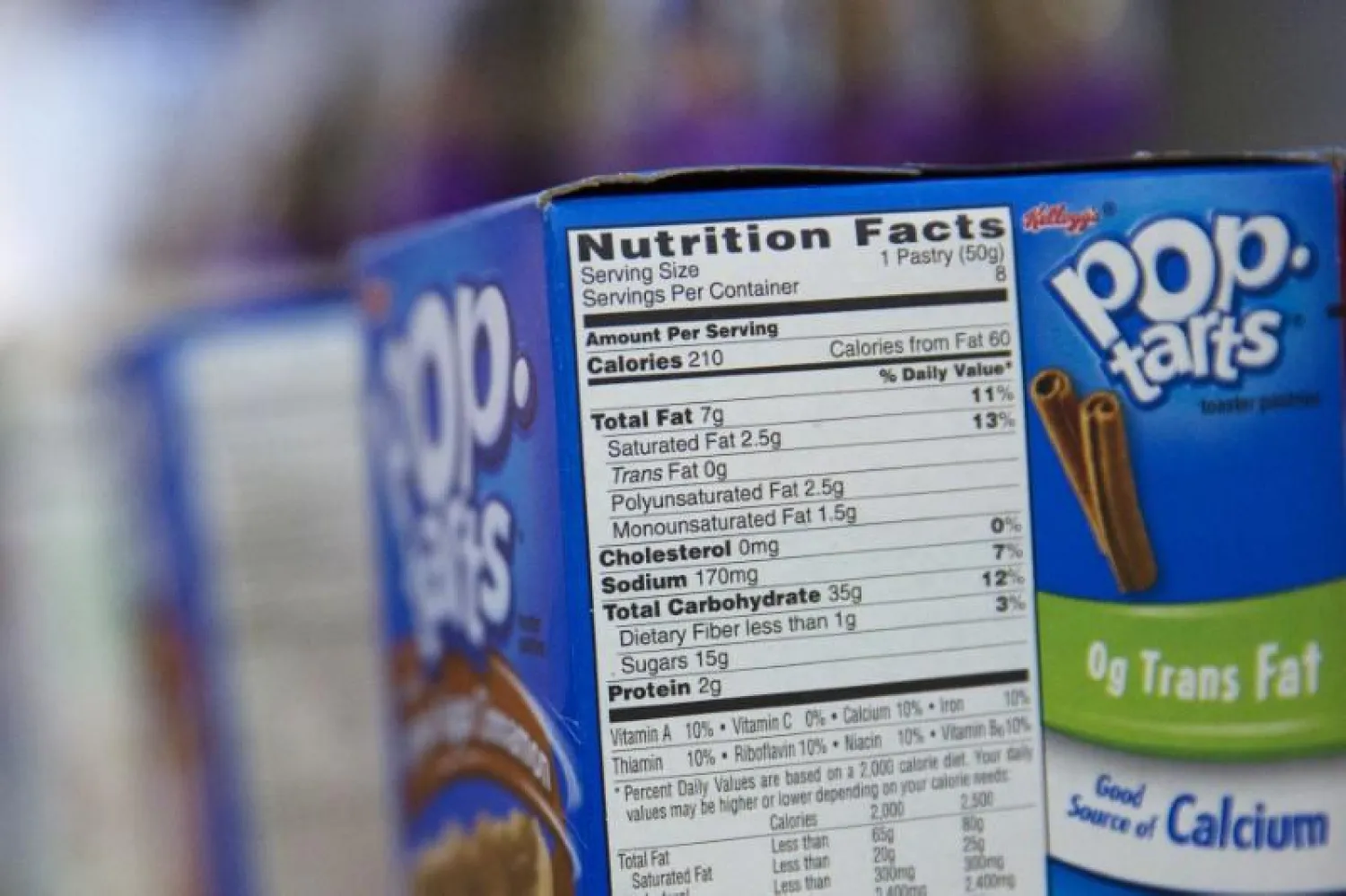 The Nutrition Facts label is seen on a box of Pop Tarts at a store in New York February 27, 2014. REUTERS/Brendan McDermid