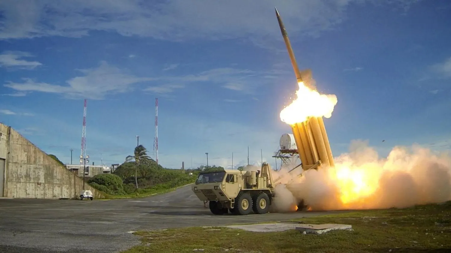 A Terminal High Altitude Area Defense (THAAD) interceptor is launched during a successful intercept test, in this undated handout photo provided by the US Department of Defense, Missile Defense Agency. US Department of Defense, Missile Defense Agency/Handout via Reuters/File Photo 