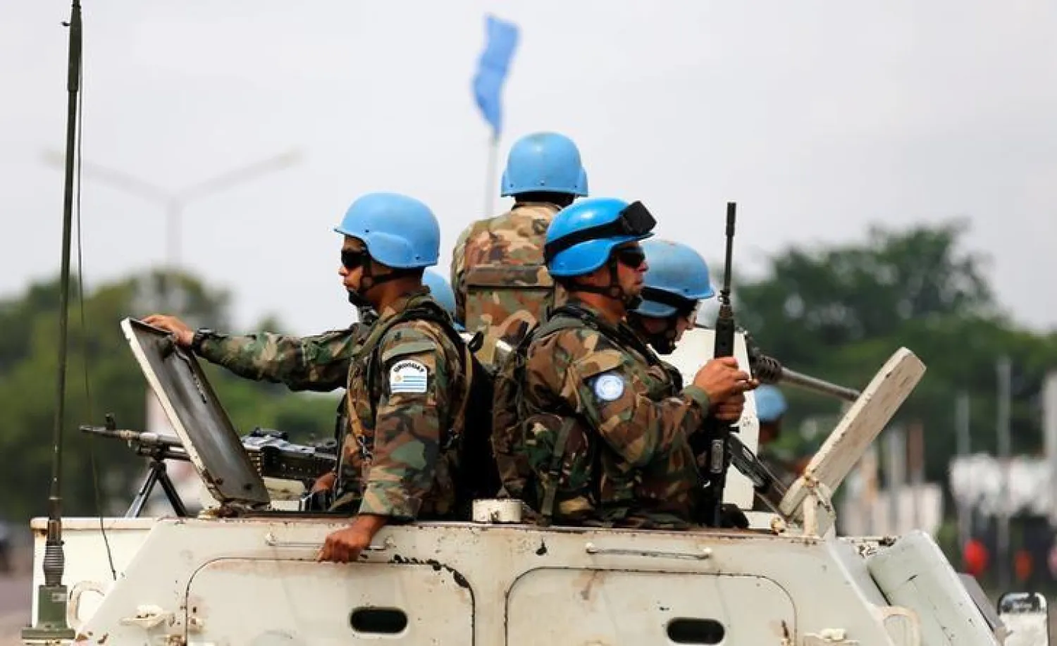 Peacekeepers serving in the United Nations Organization Stabilization Mission in the Democratic Republic of the Congo (MONUSCO) patrol in their armored personnel carrier during demonstrations against Congolese President Joseph Kabila in the streets of the Democratic Republic of Congo's capital Kinshasa, December 20, 2016. REUTERS/Thomas Mukoya