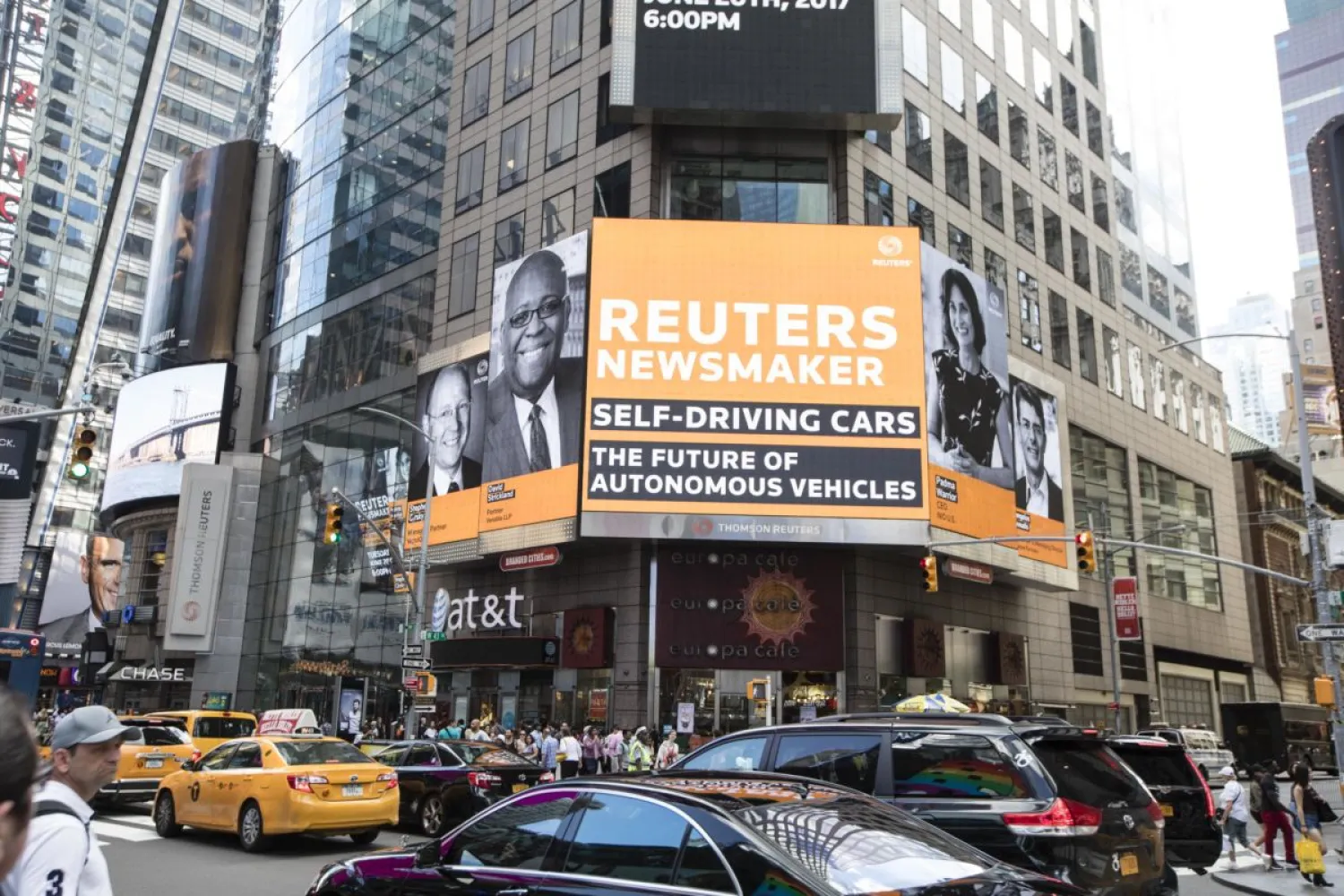 A photo of billboards in Times Square outside of the Thomson Reuters office in New York. Reuters file photo 
