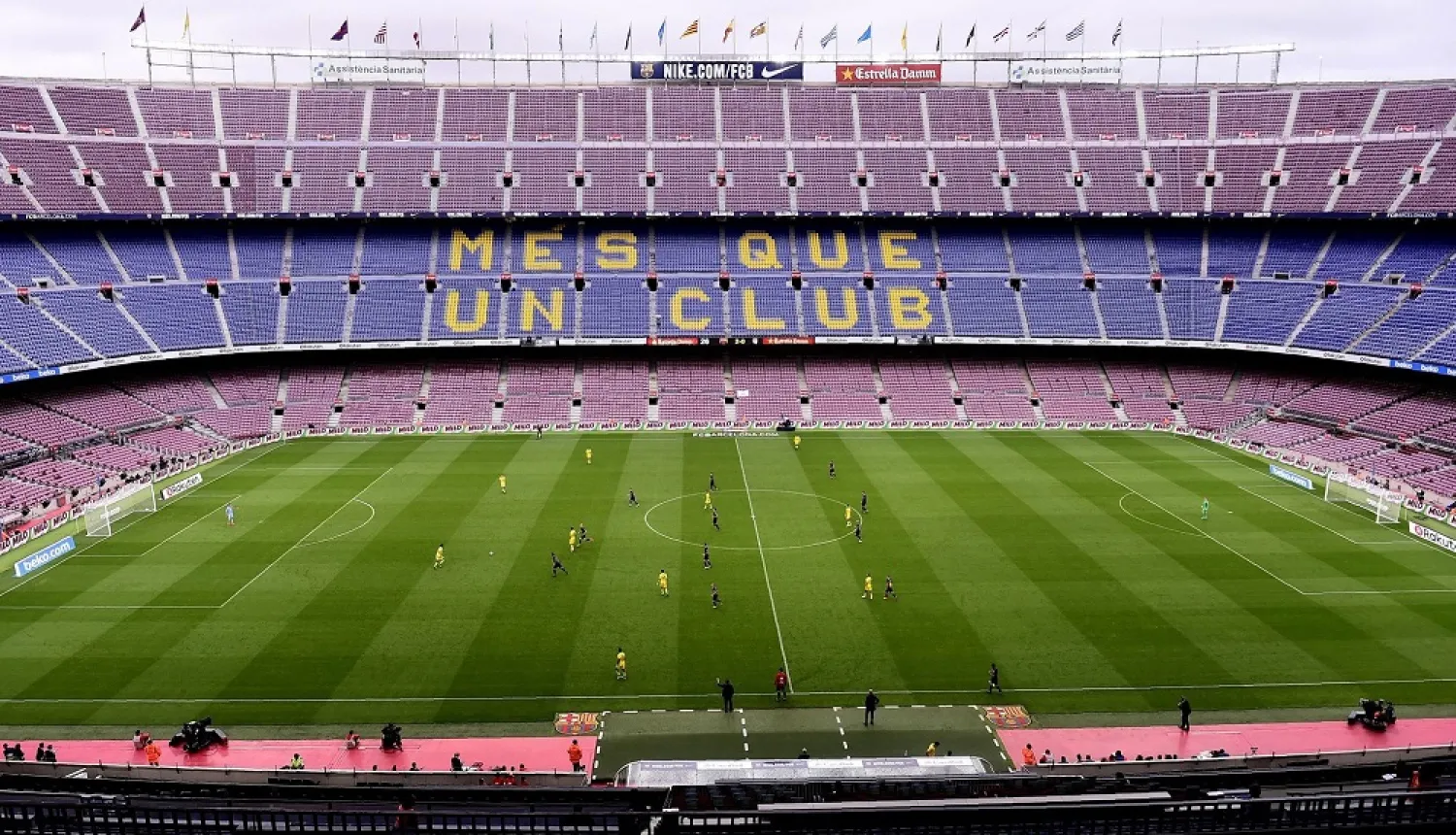 Spectator tribunes remain empty as the Spanish league football match FC Barcelona vs UD Las Palmas is played behind closed doors at the Camp Nou stadium in Barcelona on October 1, 2017. (AFP)