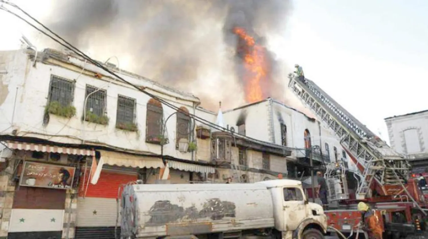  A fire in Al-Asrounieh Market in Old Damascus. Asharq Al-Awsat Arabic