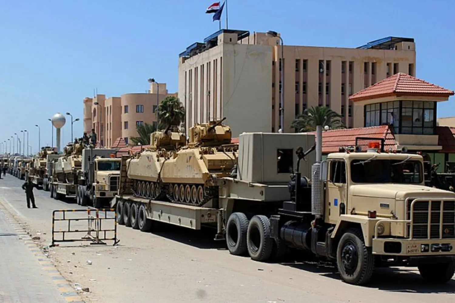 File picture shows an Egyptian military convoy in the North Sinai provincial capital El-Arish (AFP Photo)