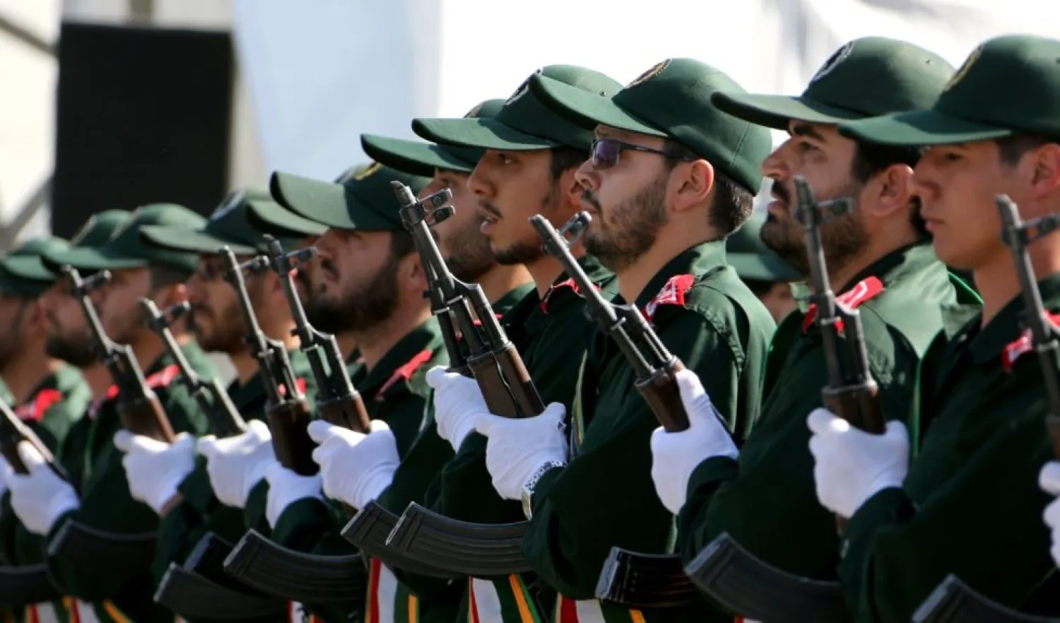 Iranian Revolutionary Guards Corps troops march during the annual military parade marking the start of Iran's 1980-88 war with Iraq in Tehran in September 2015. (Reuters)