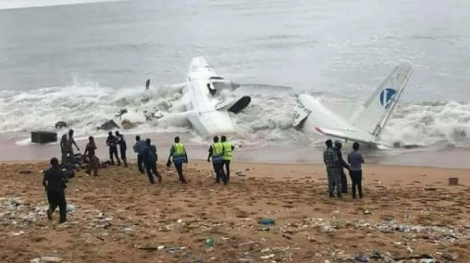 The photo of the Ivory Coast plane wreckage circulated on social media.