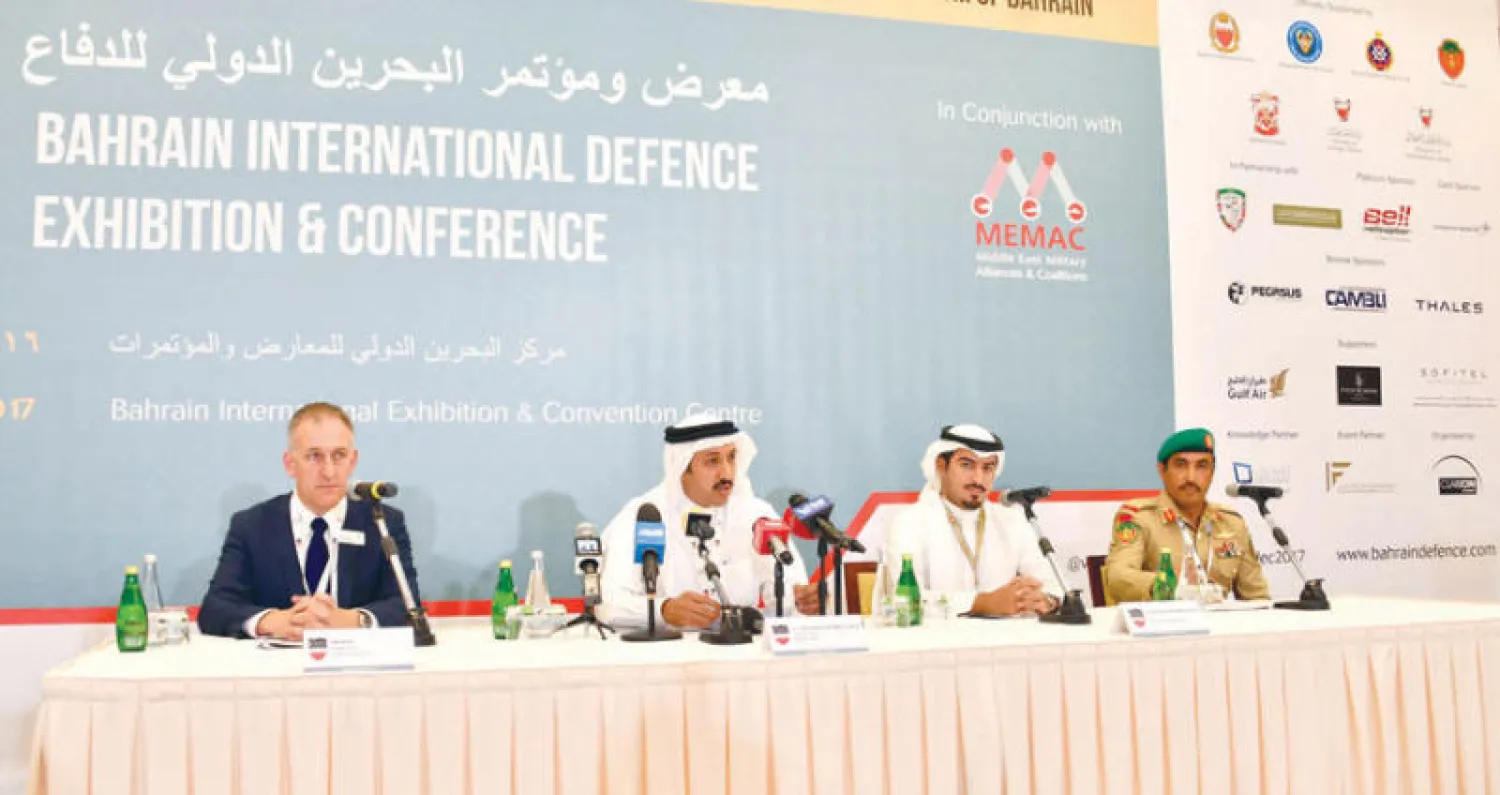 المؤتمر الصحافي الذي عقد أمس للإعلان عن انطلاق مؤتمر ومعرض البحرين الدولي للدفاع («الشرق الأوسط»)