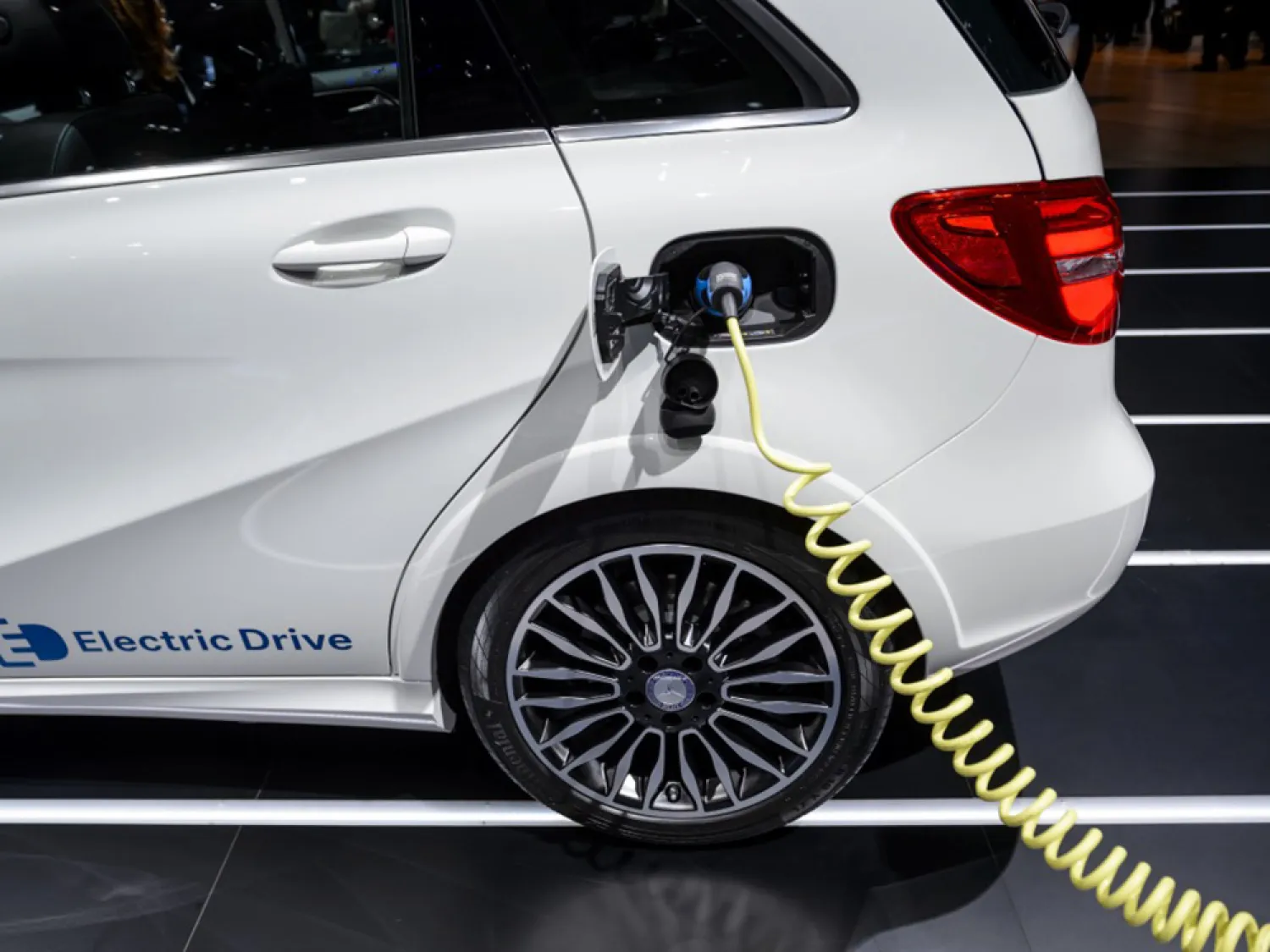 An electric car is displayed at the stand of German carmaker Mercedes on March 3, 2015 during the press day of the Geneva Car Show in Geneva.FABRICE COFFRINI/AFP/Getty Images