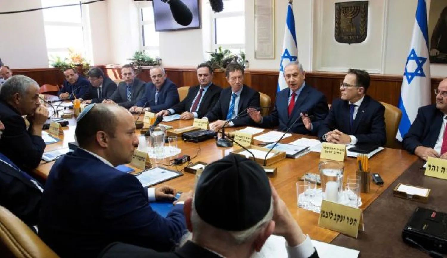 Israeli Prime Minister Benjamin Netanyahu attends the weekly cabinet meeting at his office in Jerusalem (REUTERS)
