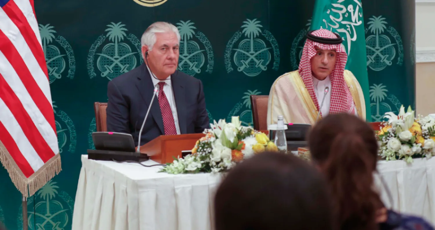 عادل الجبير وزير الخارجية السعودي في مؤتمر صحافي مشترك مع نظيره الأميركي ريكس تيلرسون (تصوير بشير صالح)