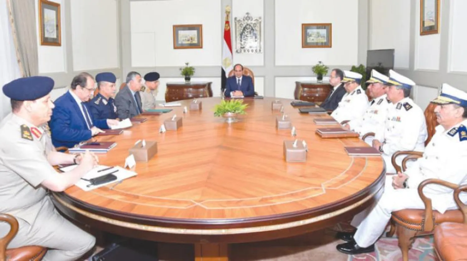 Sisi and Ministers during the security meeting (Reuters)
