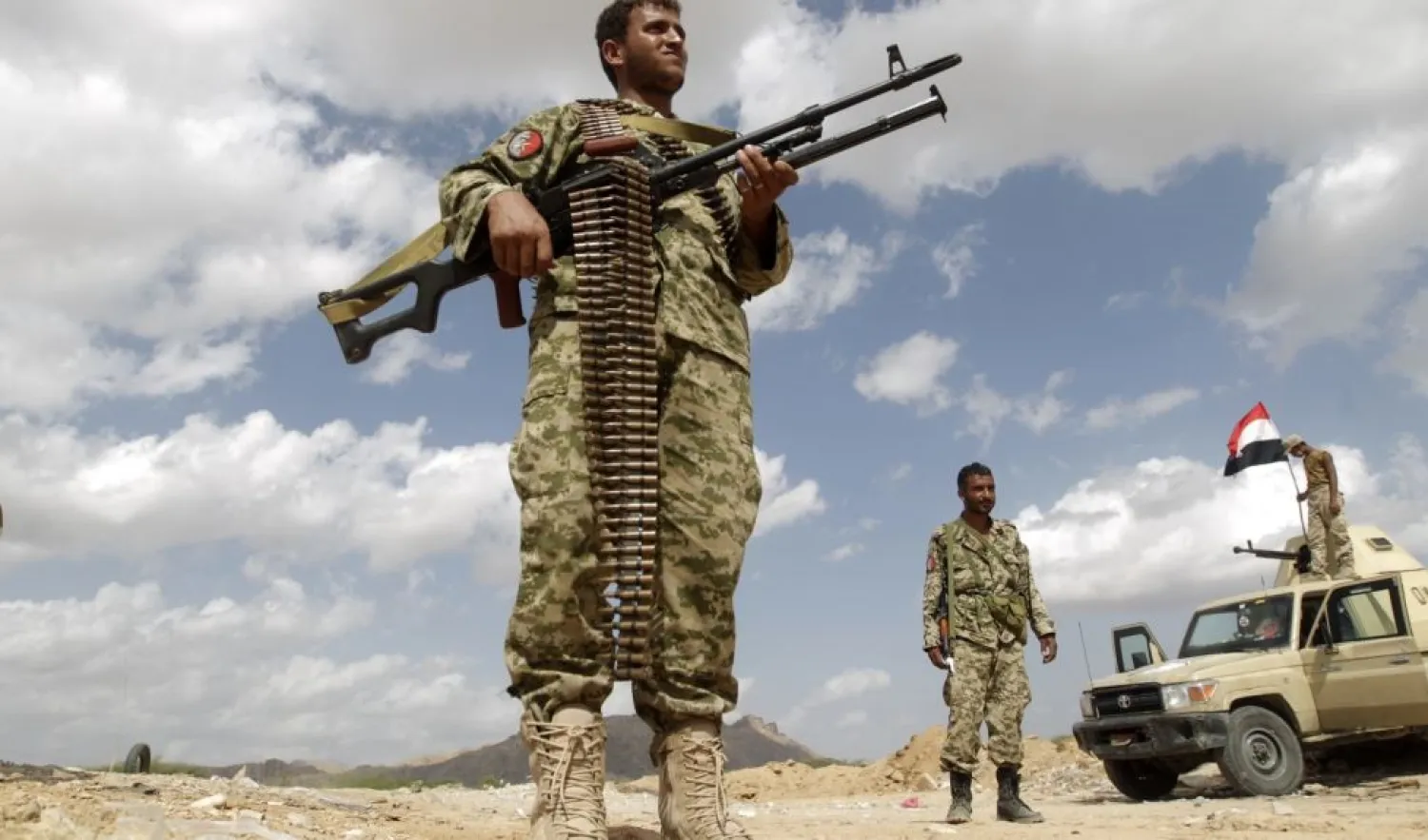 Soldiers man a checkpoint in al-Mahfad, in the southern Yemeni province of Abyan. (Reuters)