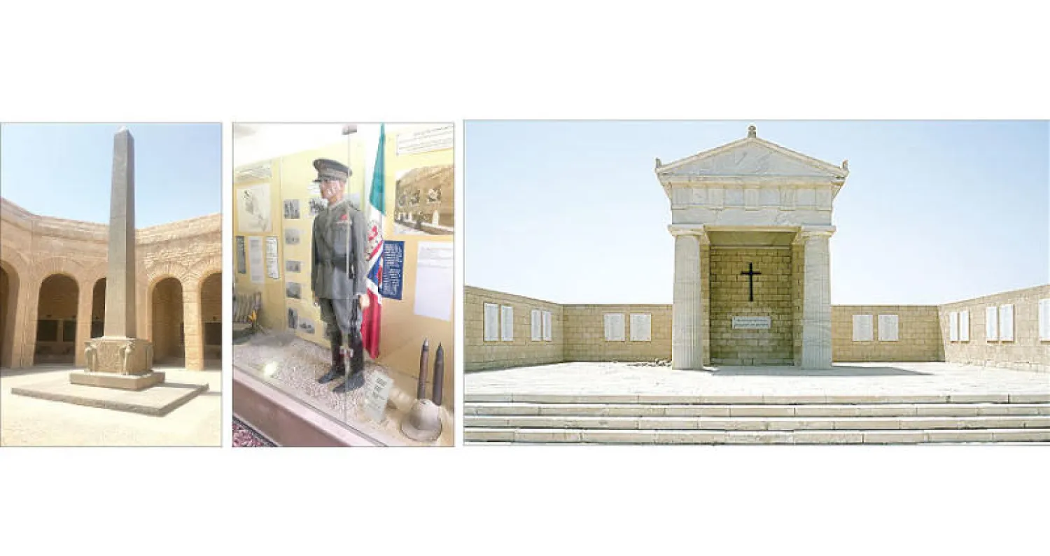 تشهد العلمين احتفالية عالمية بمرور 75 عاماً على معركة العلمين الثانية - تزخر العلمين بمزارات توثق لمعركتها من حيث الملابس العسكرية والعتاد - المسلة تتوسط المقبرة الألمانية كنصب تذكاري