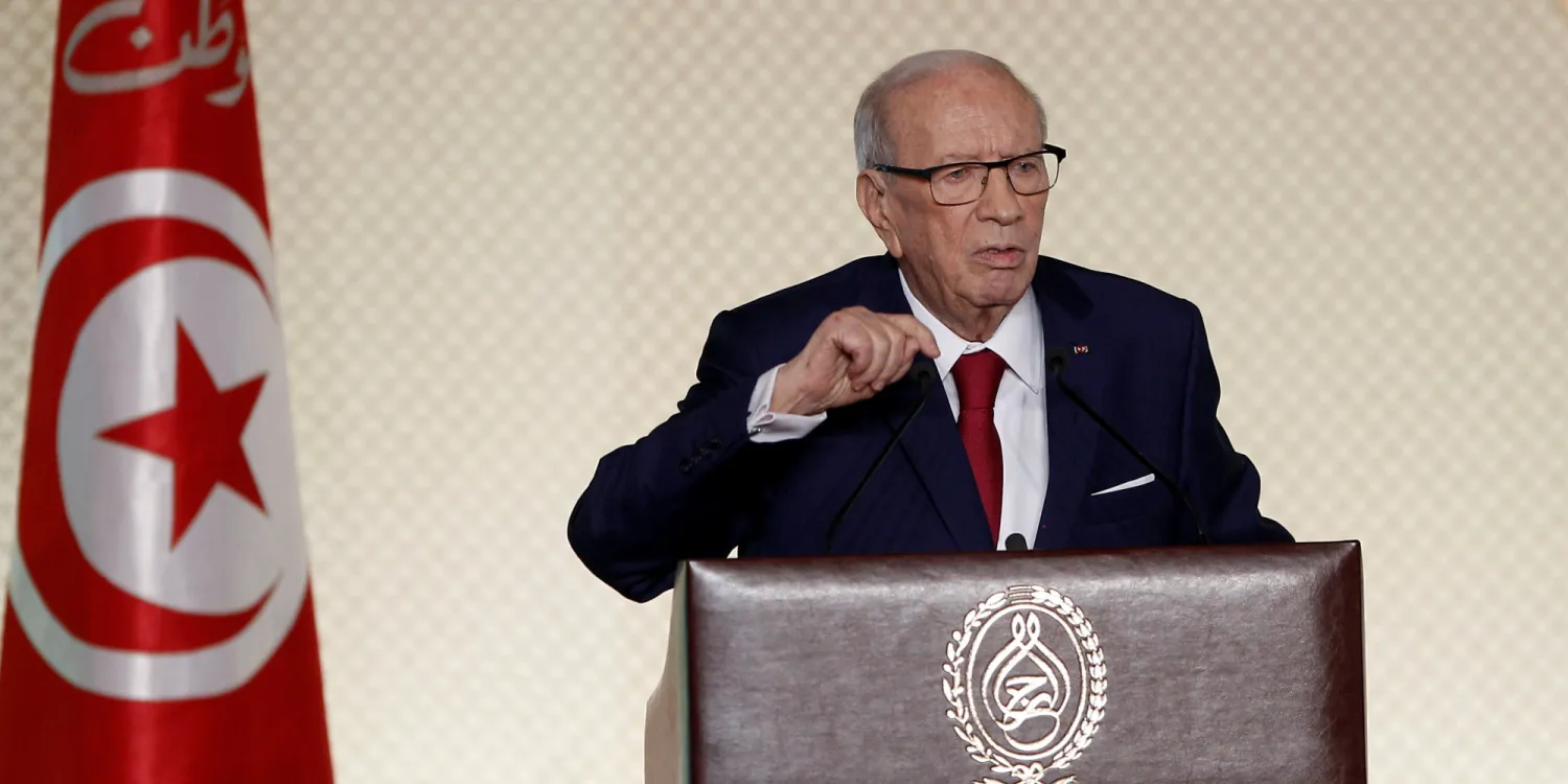 Tunisian President Beji Caid Essebsi delivers a speech in Tunis, Tunisia May 10, 2017. Reuters