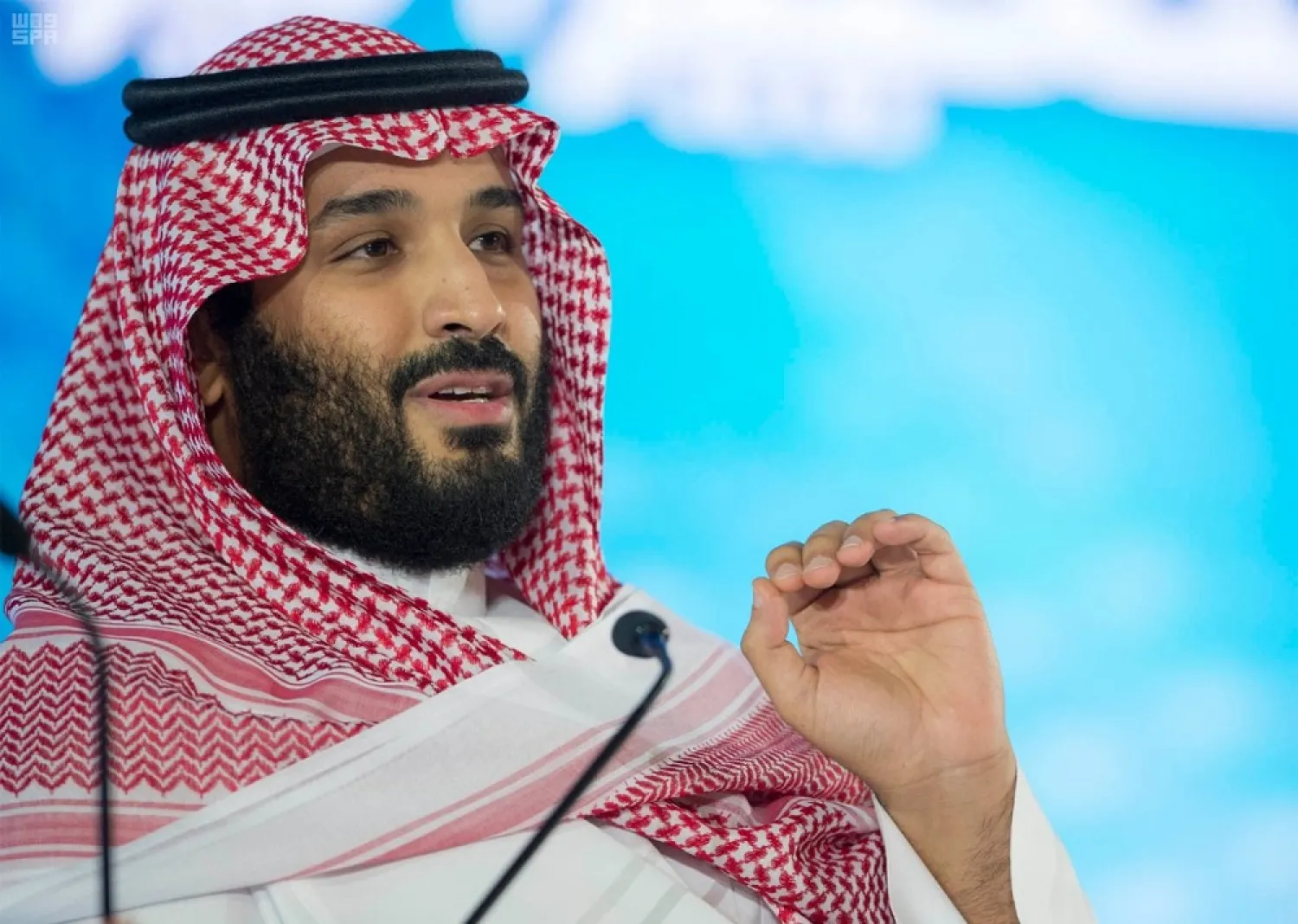 Saudi Crown Prince Mohammed bin Salman speaks at the Future Investment Initiative in Riyadh on Tuesday. (SPA)