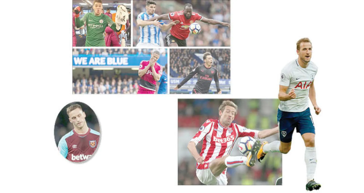 كين وحديث لا ينتهي عن جمال أدائه (أ.ف.ب) - كراوتش أكبر هدافي ستوك سيتي  -  من اليمين لليسار شيندلر يوقف خطورة لوكاكو وإيدرسون يحتفل بفوز سيتي وأوزيل يتألق مع آرسنال وفرصة ضائعة من ريتشارليسون - أرناوتوفيتش (رويترز)