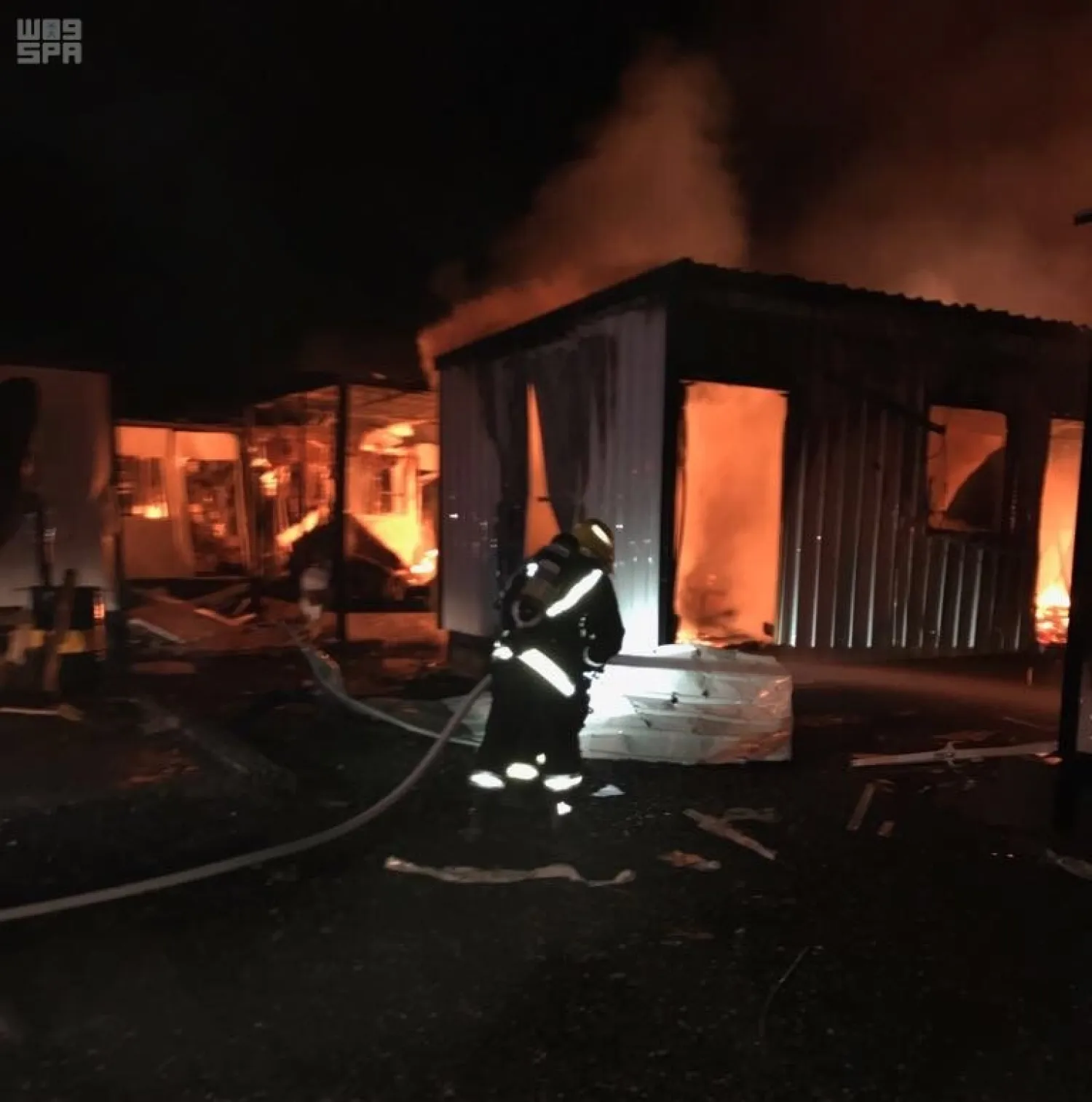 Houthi-launched missile from Yemen struck a residential complex in Najran, Saudi Arabia. (SPA)