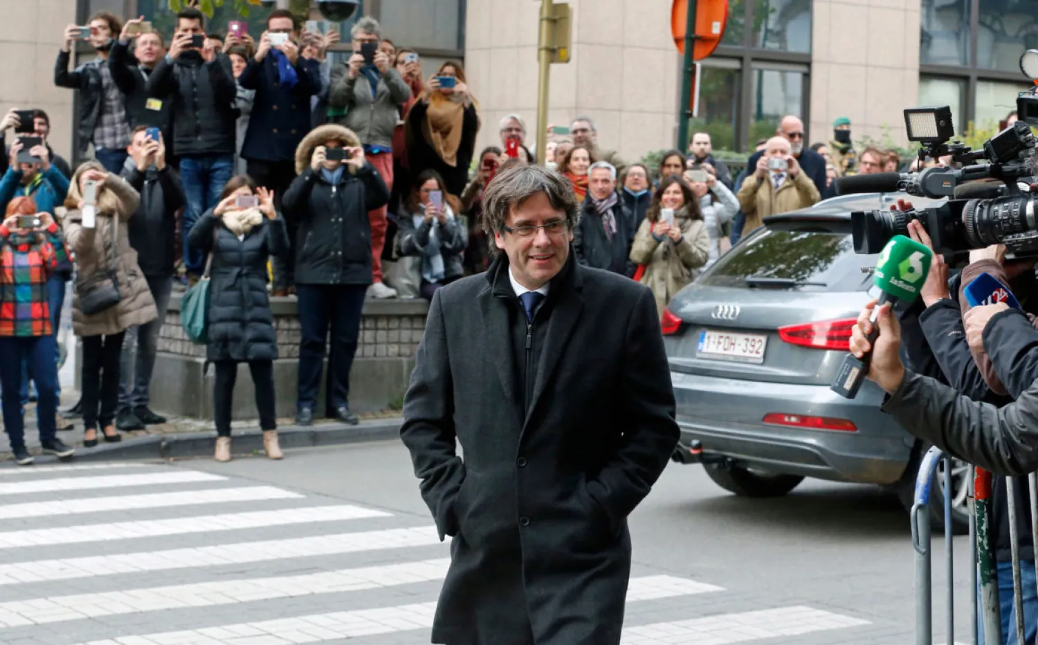 Carles Puigdemont, before his press conference at the Press Club in Brussels. Nicolas Maeterlinck/AFP