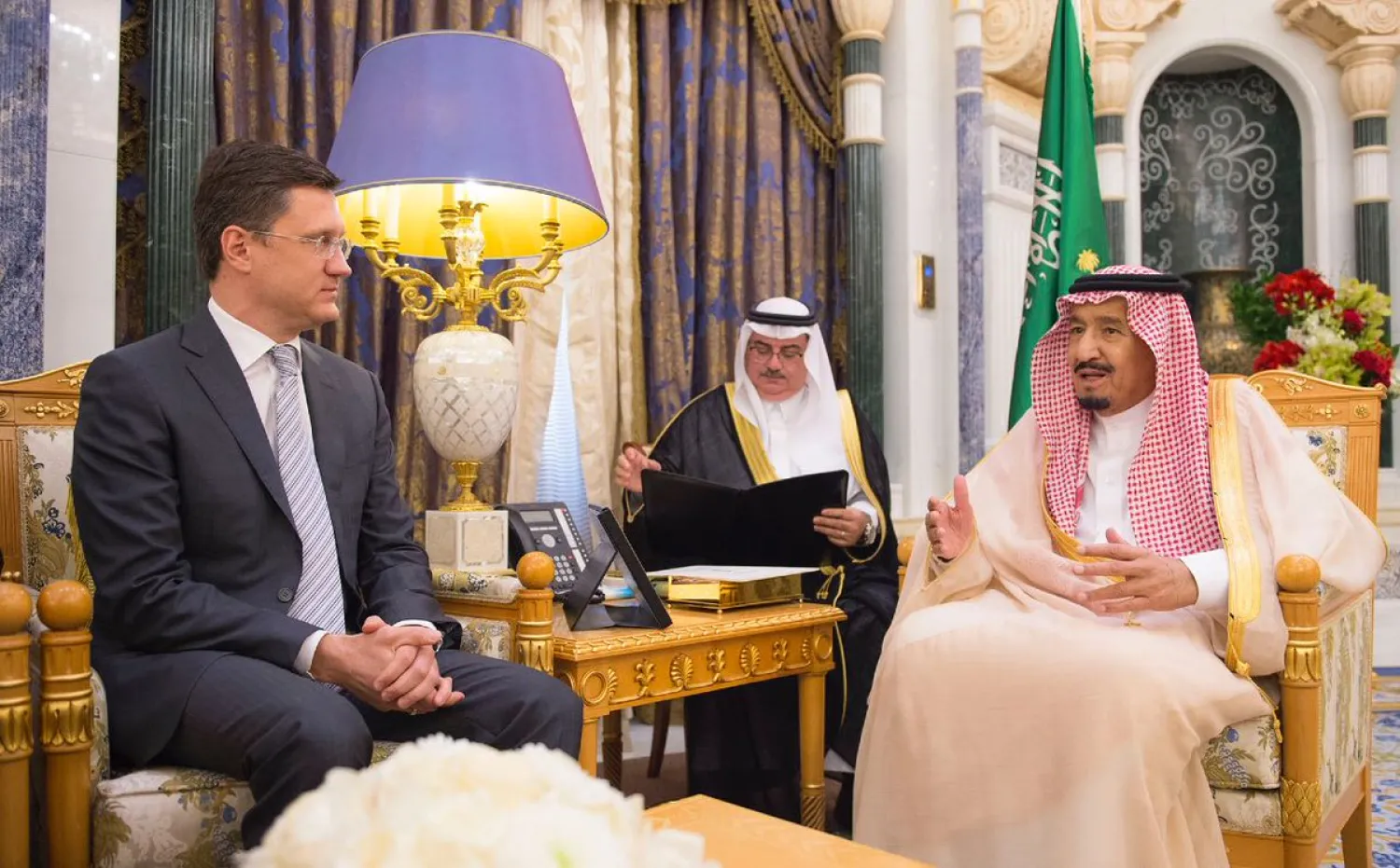 The Custodian of the Two Holy Mosques and the Russian Energy Minister. SPA photo