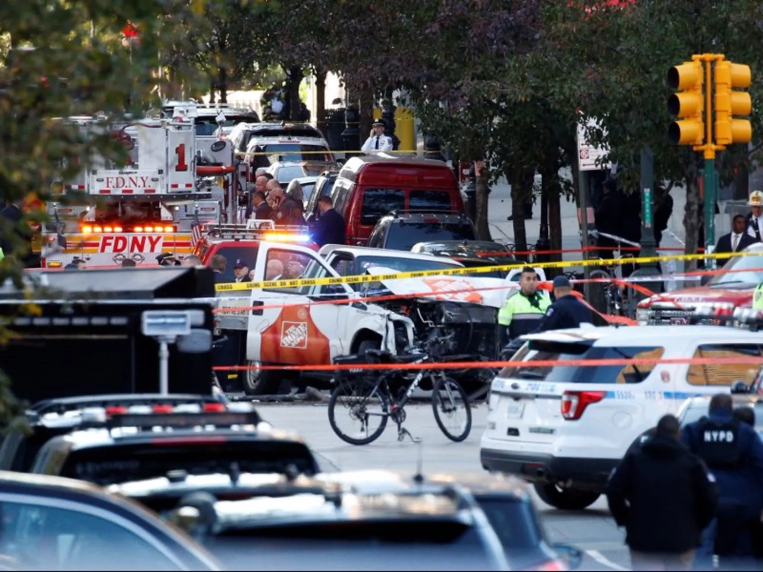 New York City first responders at the crime scene in lower Manhattan. REUTERS/Brendan McDermid 