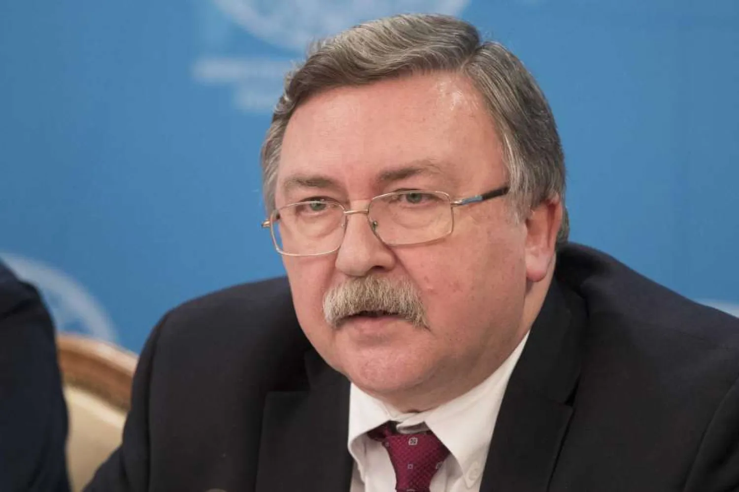 Mikhail Ulyanov, head of the Russian Foreign Ministry's arms control and non-proliferation department, speaks at a news conference in Moscow, Russia, Thursday, Nov. 2, 2017 (AP Photo/Pavel Golovkin) 