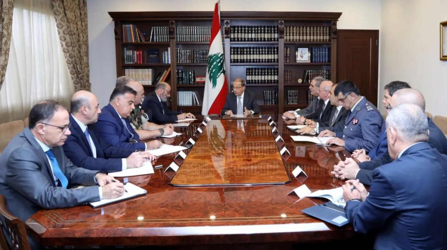 Lebanese President Michel Aoun chairs a security meeting at the Baabda presidential palace in wake of PM Saad Hariri's resignation. (Dalati & Nohra)