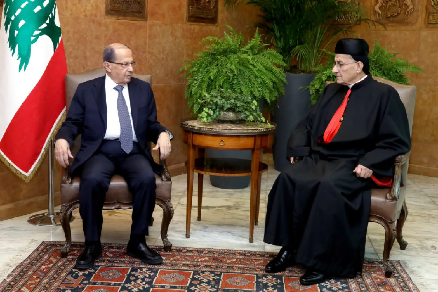 Lebanese President Michel Aoun meets with Maronite Patriarch Bshara al-Raii at the Baabda Palace on Thursday (Dalati & Nohra)