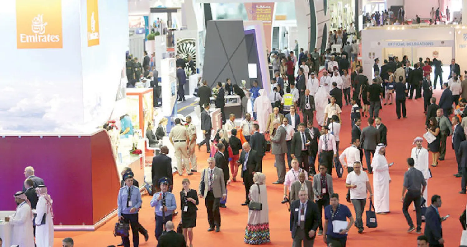 جانب من معرض دبي للطيران في النسخة الماضية («الشرق الأوسط»)