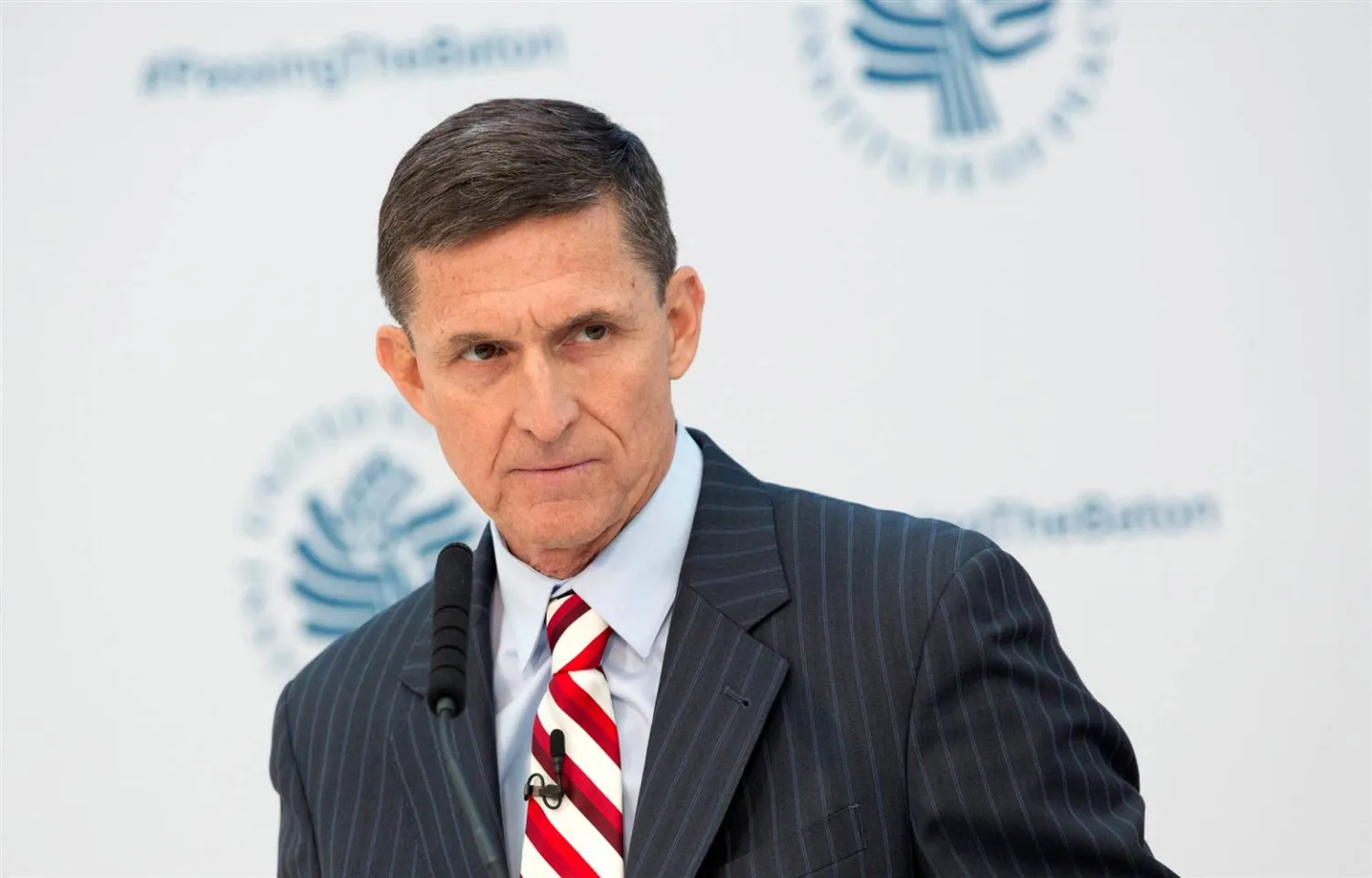 Michael Flynn speaks at the US Institute Of Peace on January 10, 2017 in Washington. Chris Kleponis / AFP