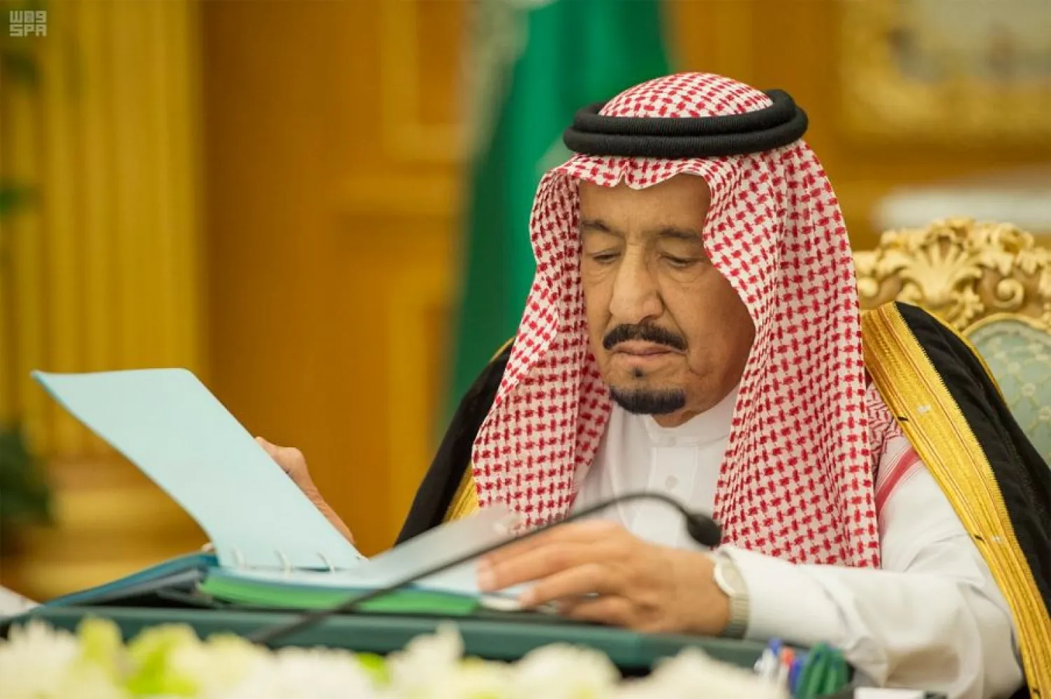 Custodian of the Two Holy Mosques King Salman bin Abdulaziz during a cabinet session in Riyadh. (SPA)