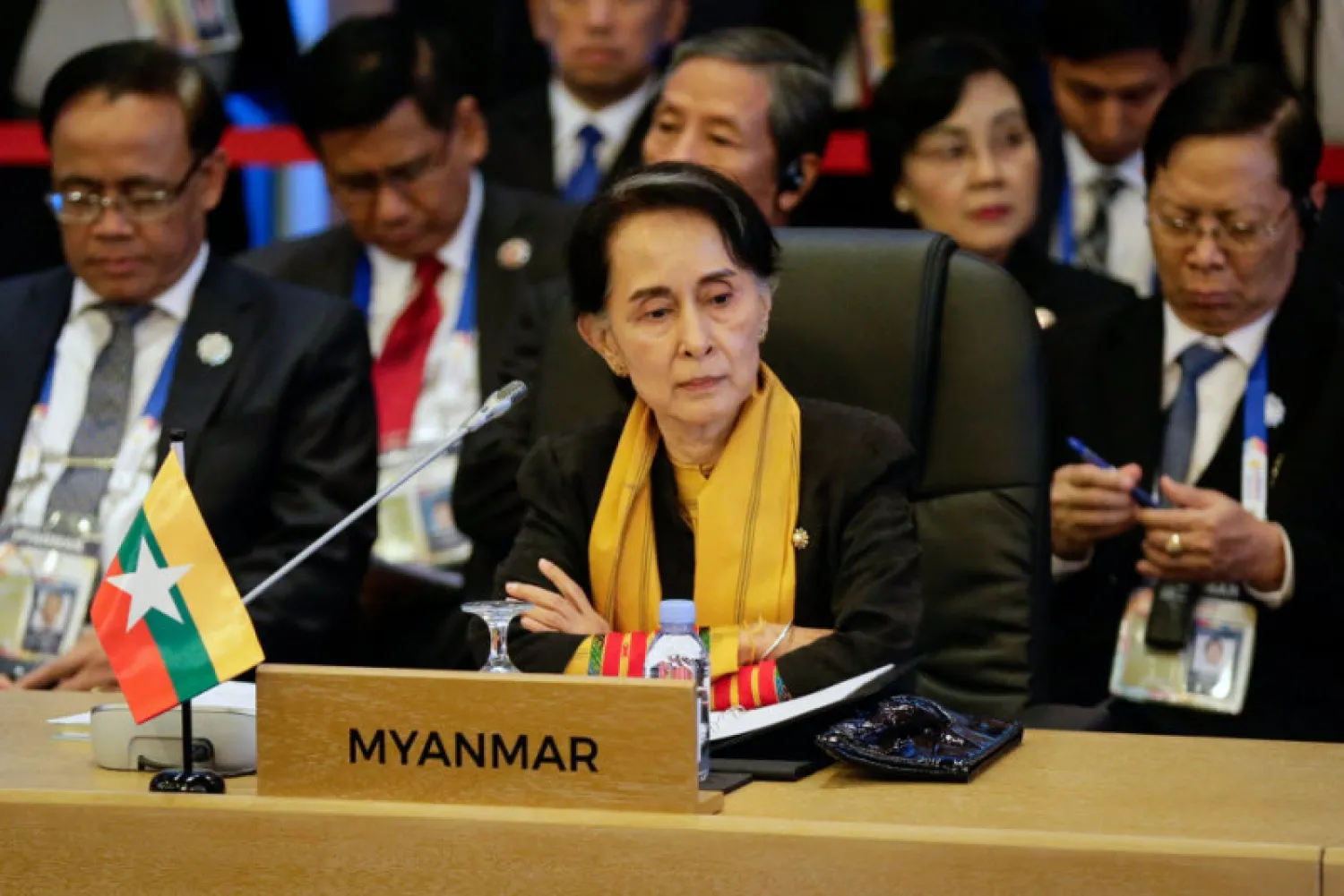 Myanmar's State Councilor and Foreign Minister Aung San Suu Kyi looks on during the 9th Asean UN Summit in Manila on November 13, 2017. (AFP)