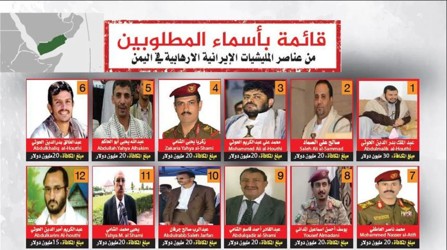 A number of wanted Houthi elements. SPA
