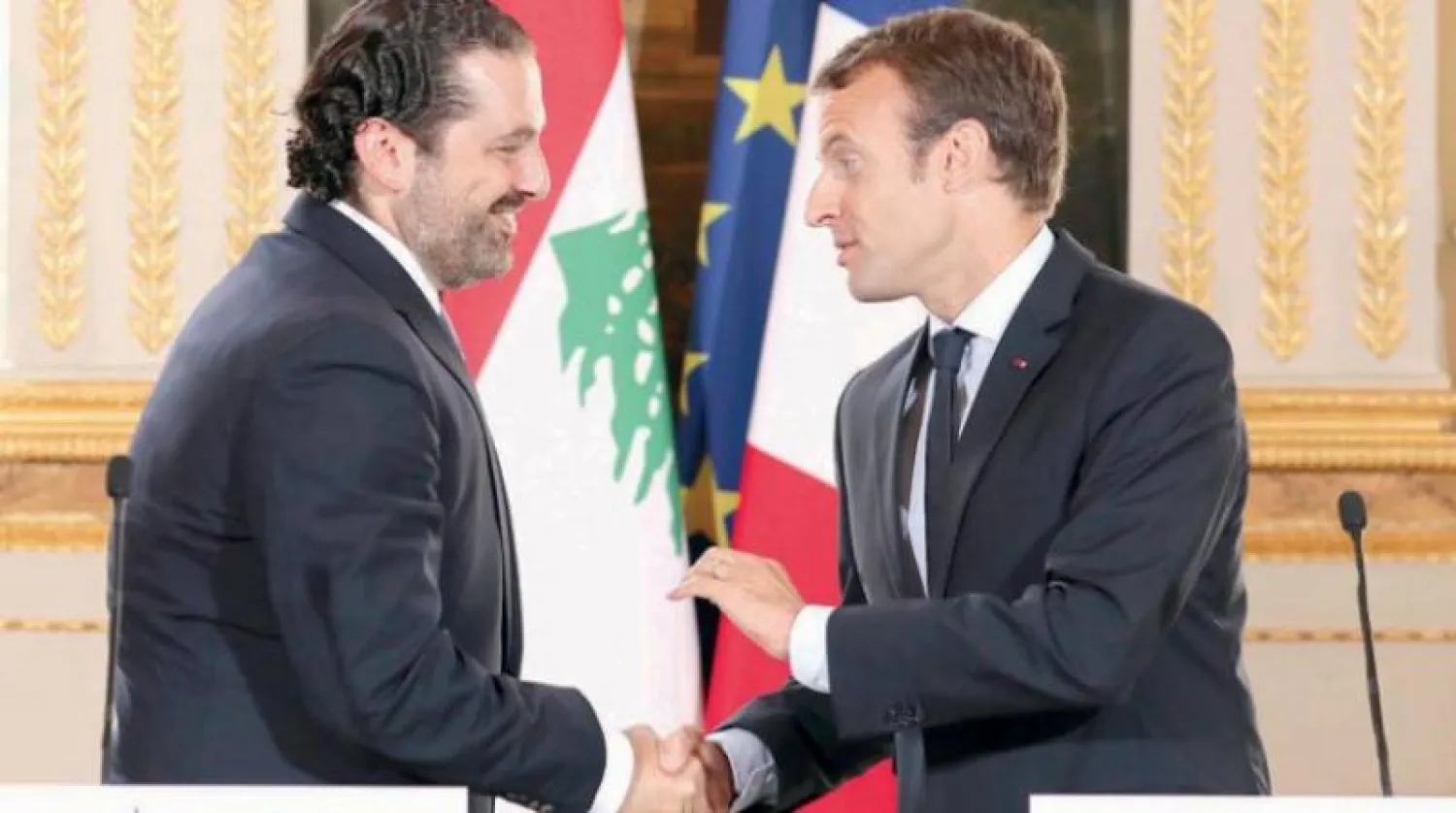 ماكرون والحريري في باريس مطلع سبتمبر الماضي (آ. ب)