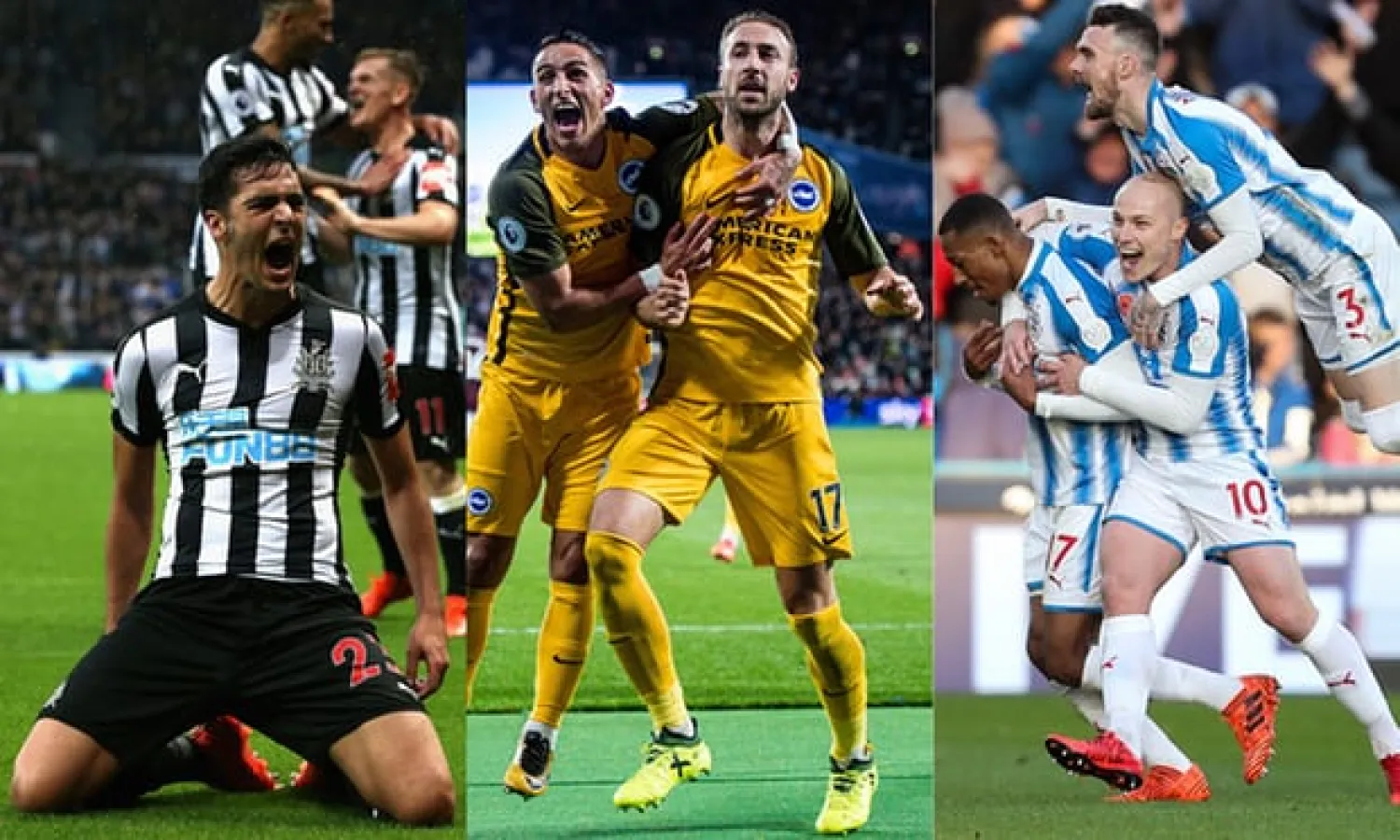  Newcastle, Brighton and Huddersfield have all started the season solidly. Composite: Rex, Getty Images, PA
 