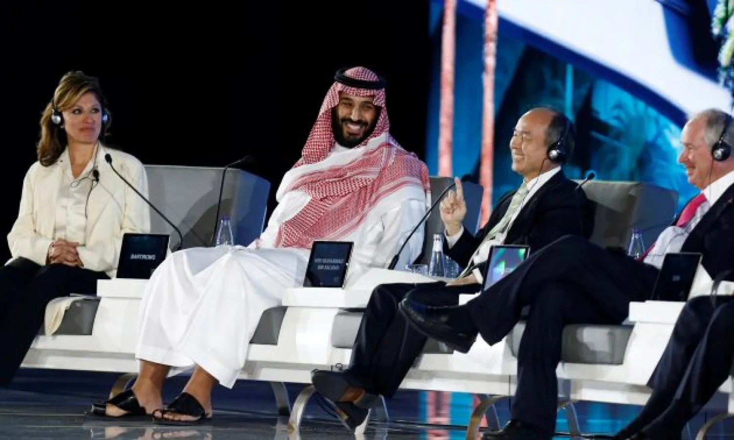 Saudi Crown Prince Mohammed bin Salman and Masayoshi Son, SoftBank Group Corp. Chairman and CEO, attend the Future Investment Initiative conference in Riyadh in October. Photo: Reuters/Faisal Al Nasser