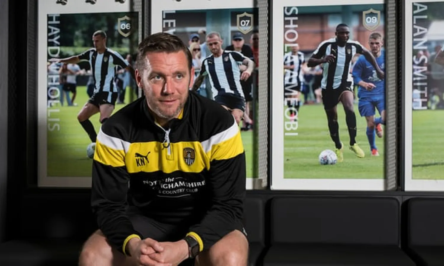  Kevin Nolan, pictured in Notts County’s dressing room, says: ‘I was out of the game and that’s why I work so hard now: some nights I’m still here at nine o’clock.’ Photograph: Fabio De Paola for the Guardian
 