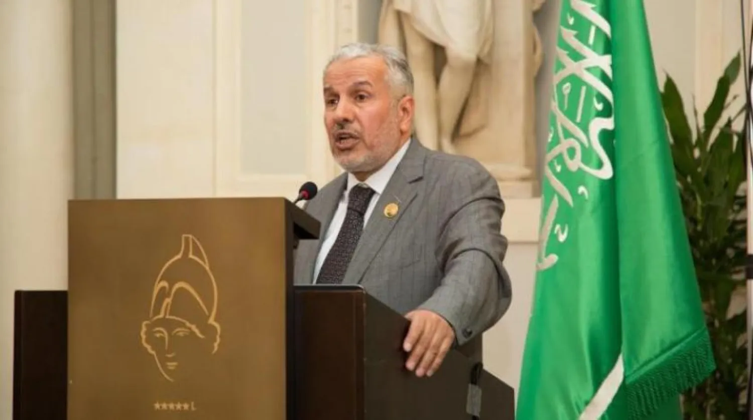 Dr. Abdullah al-Rabiah during Partnership for Permanent Peace in Yemen meeting in Rome. Asharq Al-Awsat Arabic.