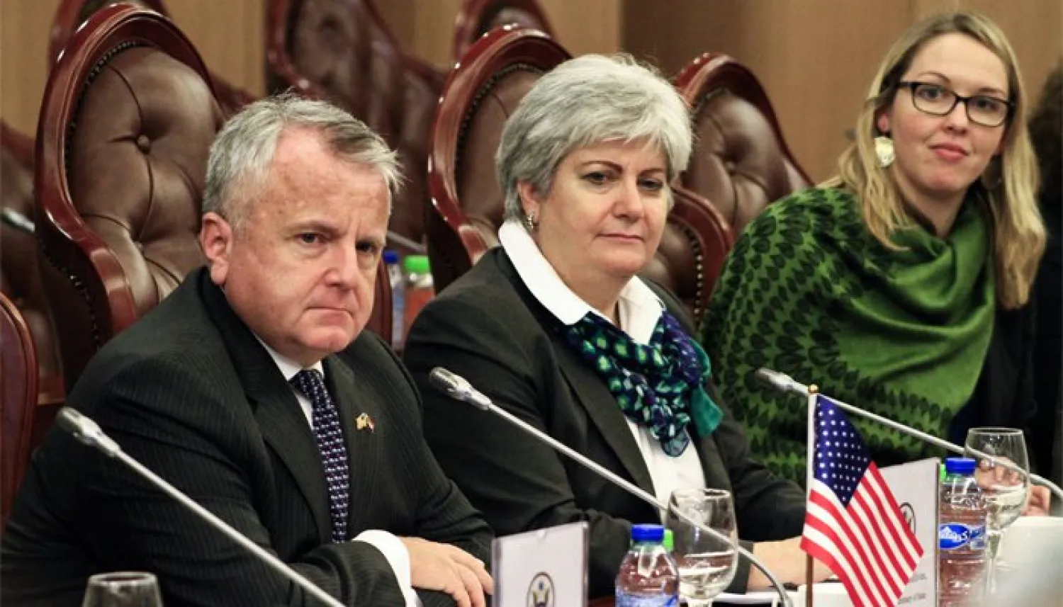  US Deputy Secretary of State John Sullivan (L) meets with Sudanese Foreign Minister Ibrahim Ghandour (unseen) at the foreign ministry headquarters in the capital Khartoum, Sudan, November 16, 2017. AFP/Ebrahim Hamid
