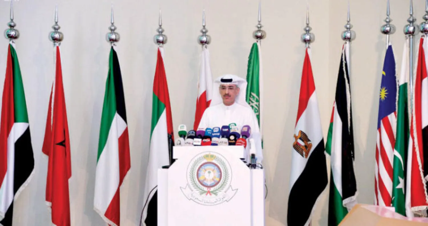 المنصور لدى عقده مؤتمراً صحافياً في الرياض أمس (واس)