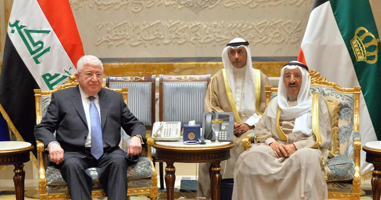 Emir of Kuwait Sheikh Sabah al-Ahmed al-Jaber al-Sabah holds talks with Iraqi President Fuad Masoum in Kuwait. (Amiri Diwan)