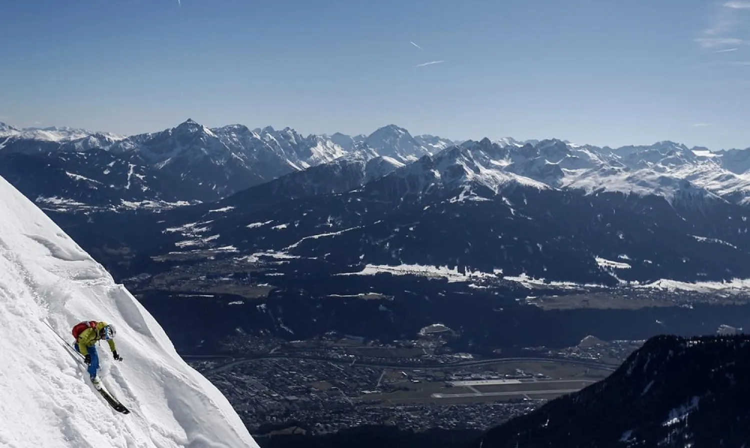 A skier heads down a slope on Seegrube mountain above the western Austrian city of Innsbruk. (Reuters)