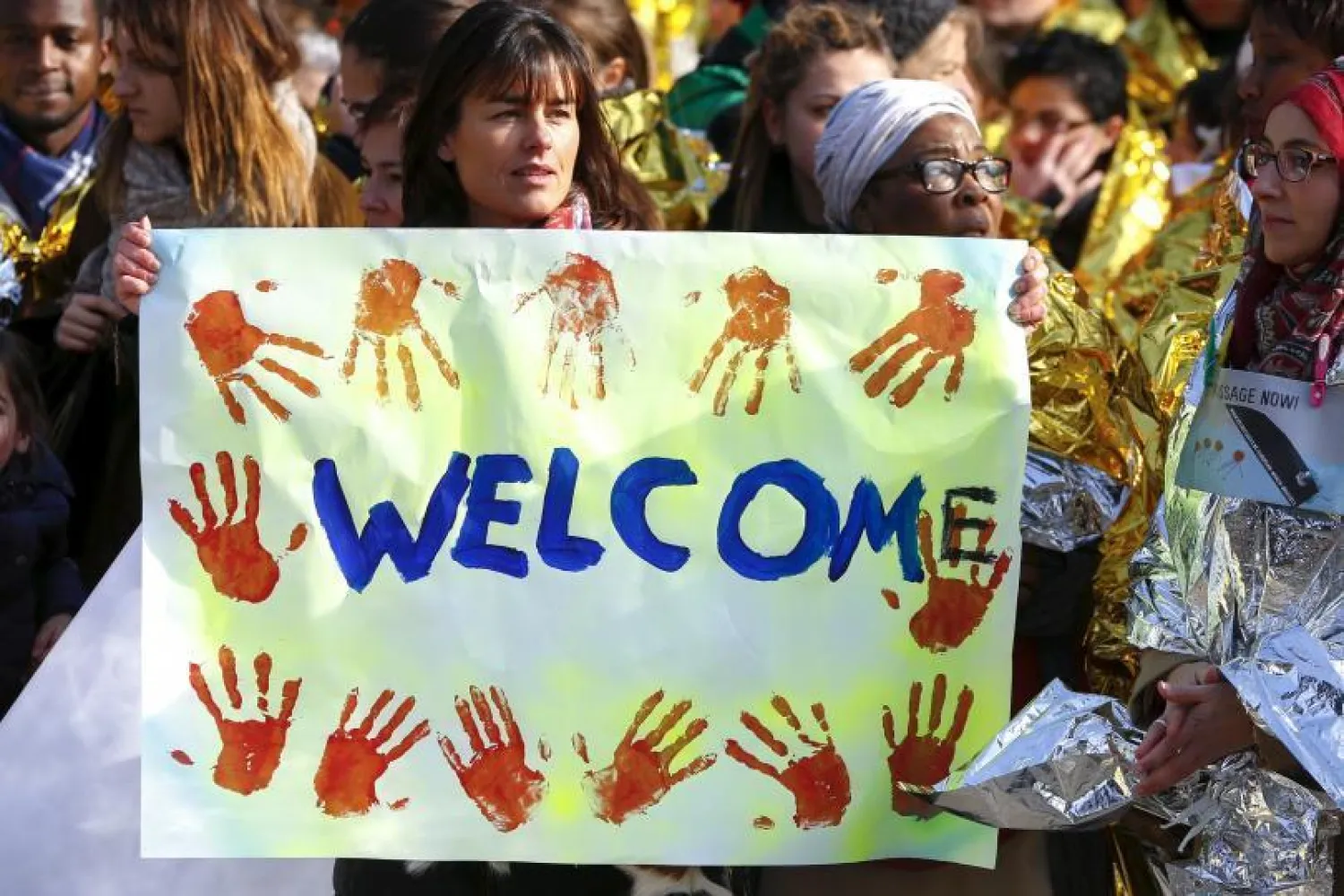 At a rally in Brussels on Feb. 27, 2016, people call for changes to the European refugee policy. Photo: Reuters/Yves Herman 