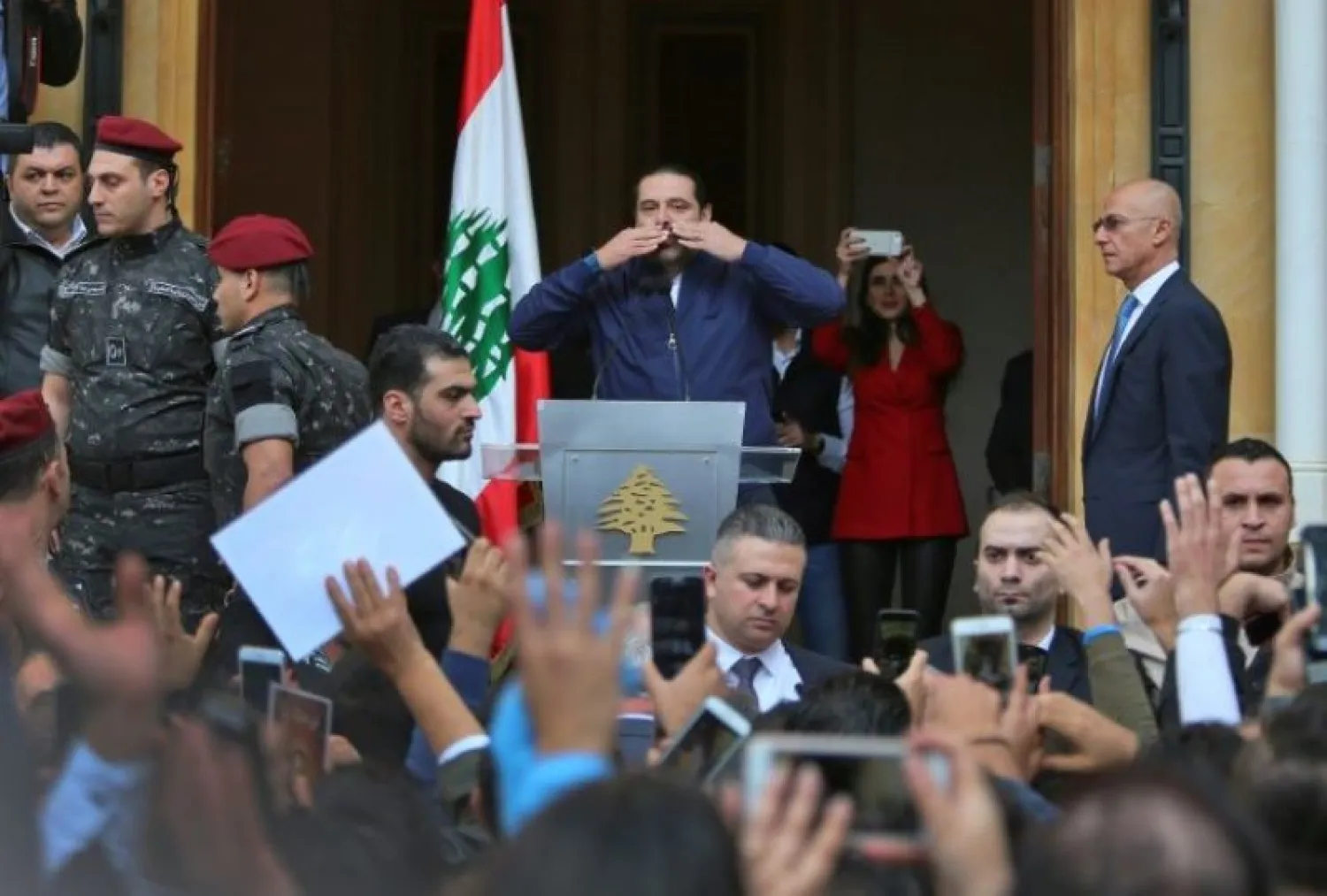 Hariri speaks to his supporters in Beirut on Wednesday/NNA